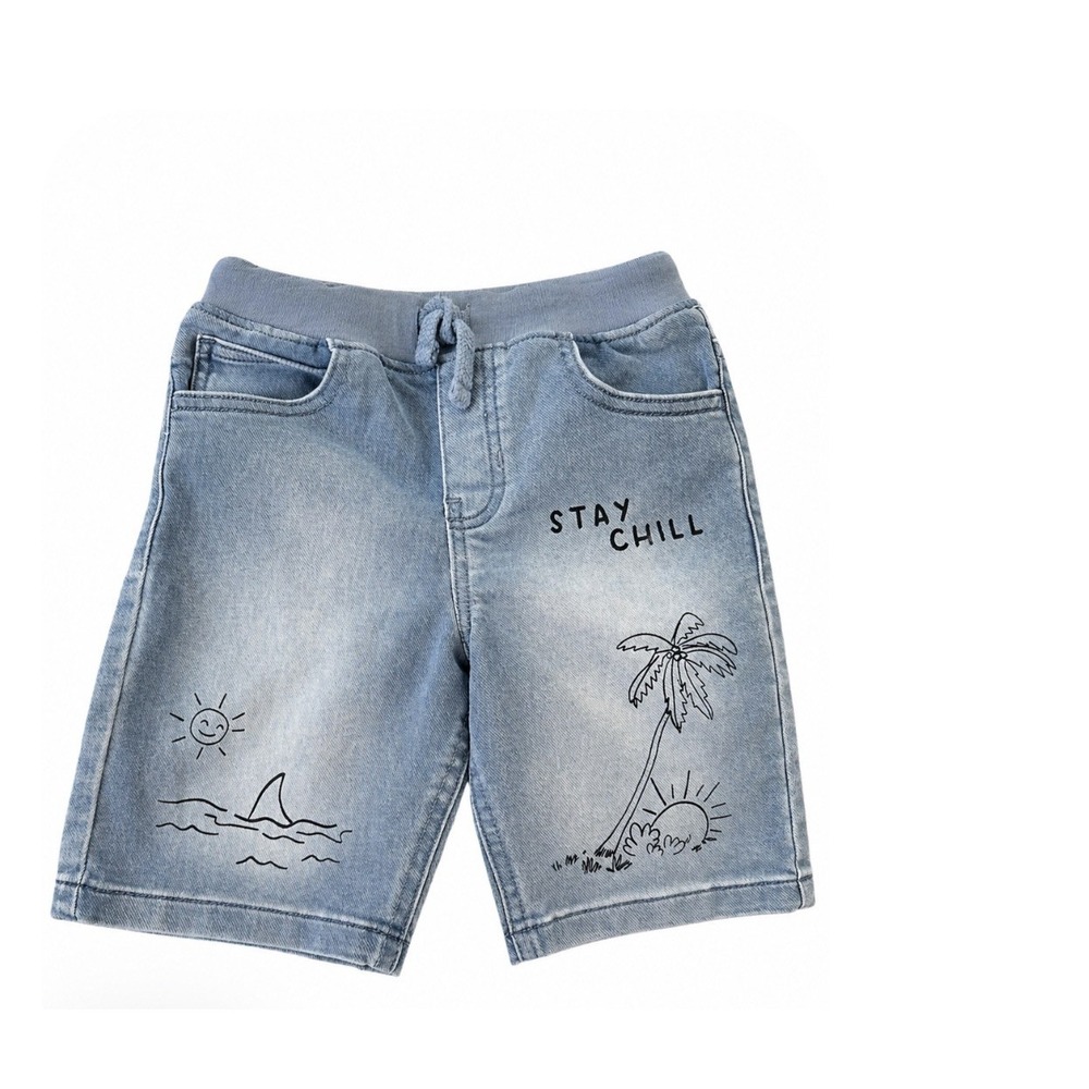 Garanimals Boys 5T Blue Denim Shorts Shark Palm Tree Stay Chill GTBS224870D